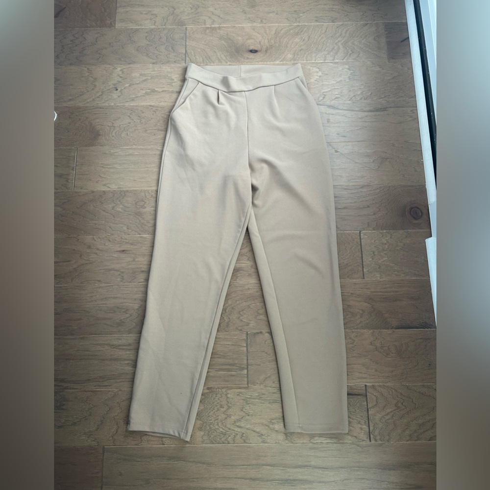 SHEIN Neutral Beige High-Rise Skinny Tapered Pants